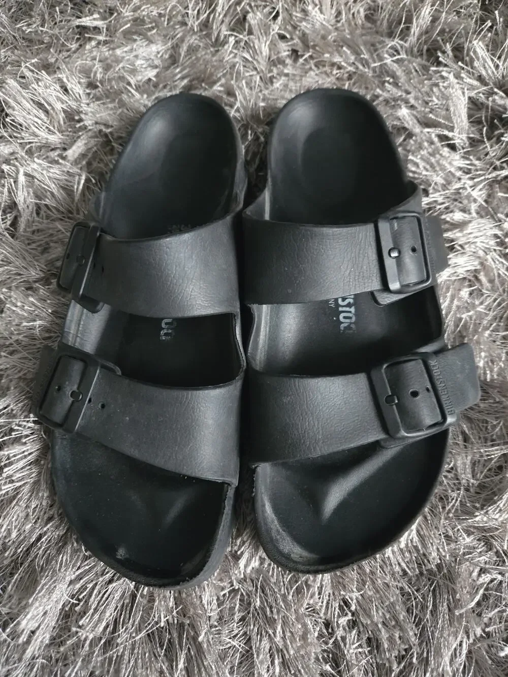 Birkenstock Arizona Essentials Black Synthetic Buckle Unisex Slide Women 8 Men 6